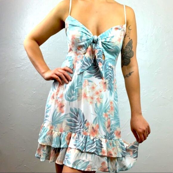Ocean Drive Hawaiian print mini dress Small - Picture 1 of 6